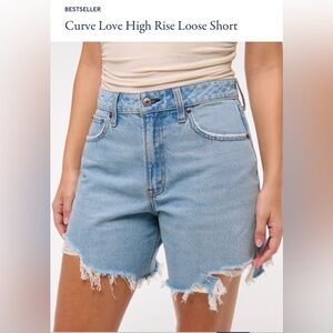 NWT Abercrombie & Fitch The Loose Short High Rise Light Wash - Curve Love